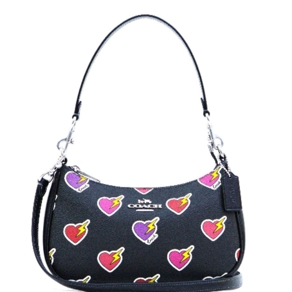 Coach Teri Shoulder‎ Bag w/Heart Bolt Print